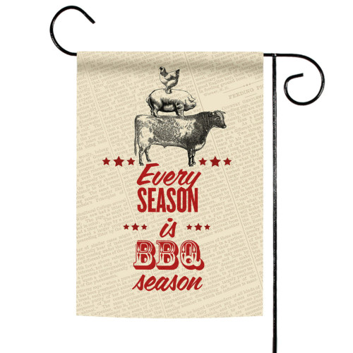 Beige and Red BBQ Season Outdoor Garden Flag 18" x 12.5"