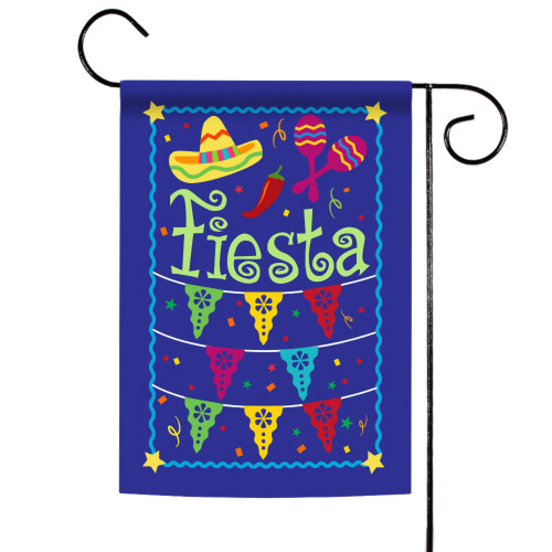 Blue and Green Fiesta Confetti Outdoor Garden Flag 18" x 12.5"