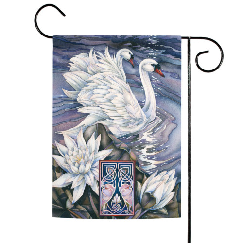 White Swan Couple Outdoor Garden Flag 18" x 12.5"