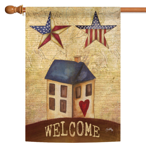 Star-Shaped US Flags "Welcome" Patriotic Home Outdoor Flag - 28" x 40"