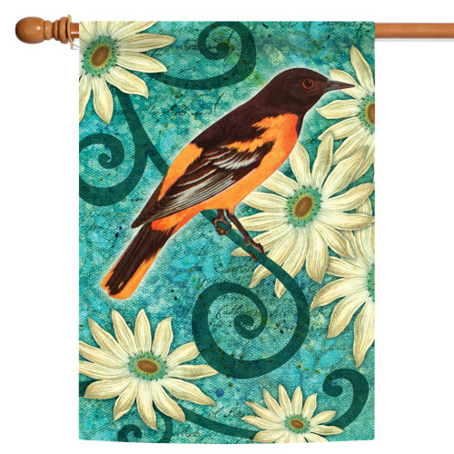 Blue and Brown Baltimore Oriole Outdoor House Flag 28" x 40"