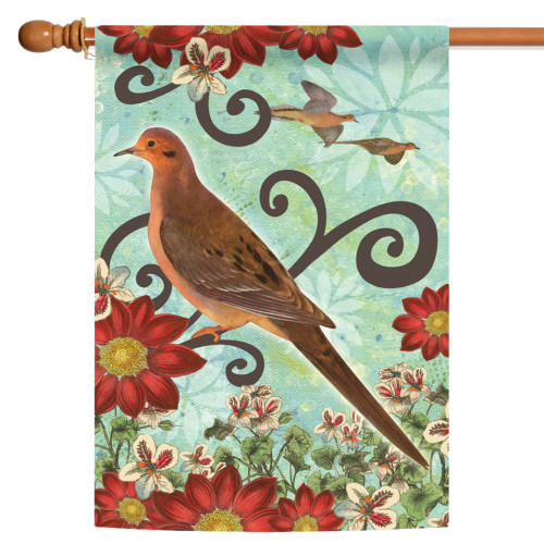 Blue and Brown Mourning Dove Outdoor House Flag 28" x 40"