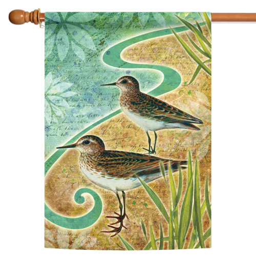 Blue and Brown Sandpipers Outdoor House Flag 28" x 40"