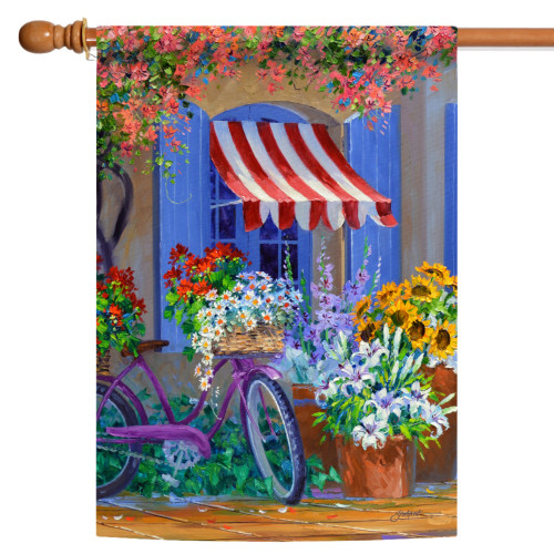 Bloomin' Bike Floral Outdoor House Flag 40" x 28"