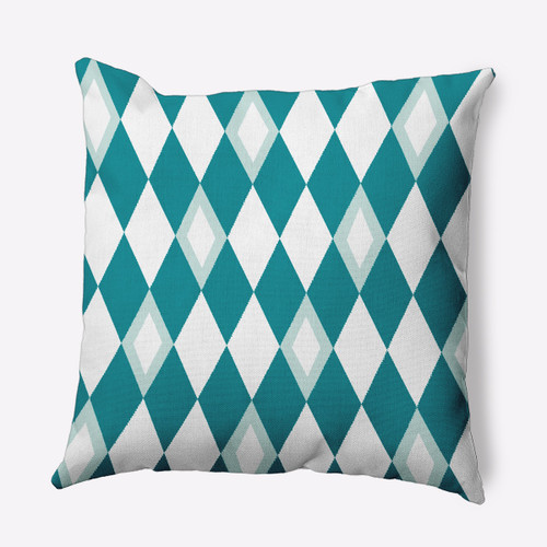 16" x 16" Blue and White Harlequin Outdoor Throw Pillow