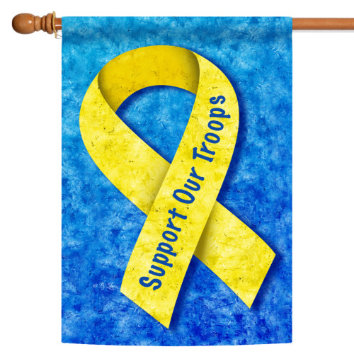 Support Our Troops Ribbon Patriotic Outdoor House Flag 40" x 28"