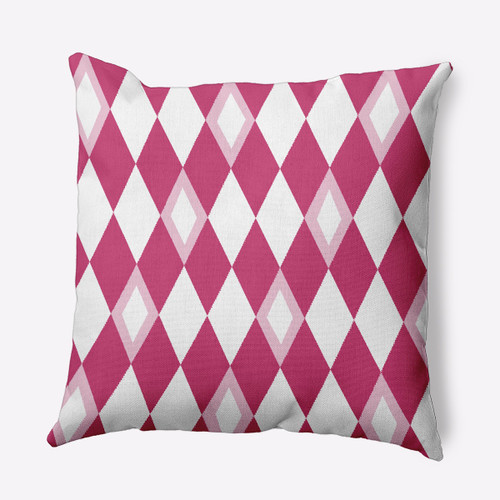 20" x 20" Pink and White Harlequin Outdoor Throw Pillow