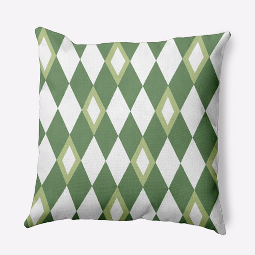 18" x 18" Green and White Harlequin Outdoor Throw Pillow