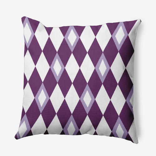 20" x 20" Purple and White Harlequin Outdoor Throw Pillow