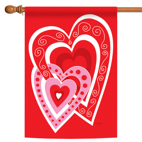 Heart by Heart Valentine's Day Outdoor House Flag 40" x 28"