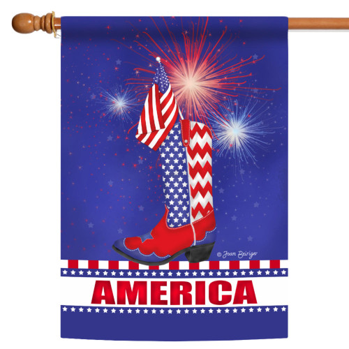 Cowboy Boot "America" Patriotic Outdoor Flag - 40" x 28"