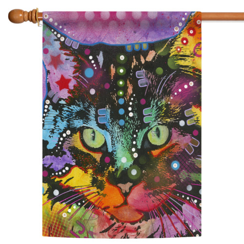 Black and Green Neon Cat Outdoor House Flag 40" x 28"