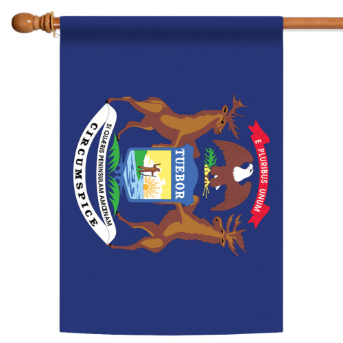 Blue and Brown Michigan State Outdoor House Flag 40" x 28"