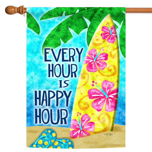 Blue and Yellow Happy Hour Surf Outdoor House Flag 40" x 28"