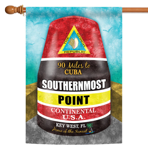 Red and Black Southernmost Point Buoy Outdoor House Flag 40" x 28"