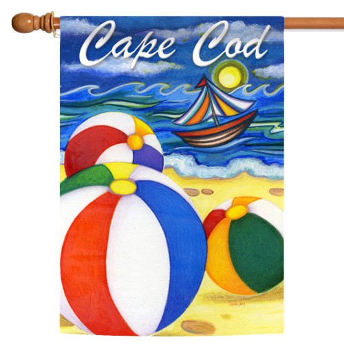 White and Blue Beach Balls Outdoor House Flag 40" x 28"