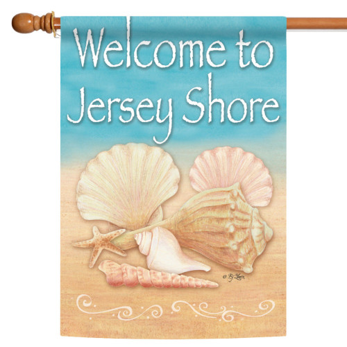 Blue and Beige Conch Shells Jersey Shore Outdoor House Flag 40" x 28"