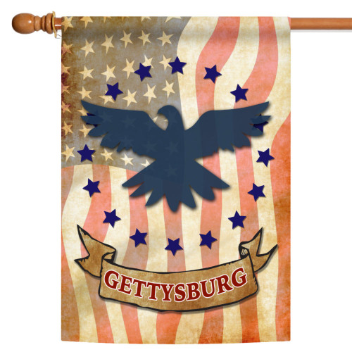 Blue and Red "Gettysburg" Eagle Patriotic Outdoor House Flag 40" x 28"