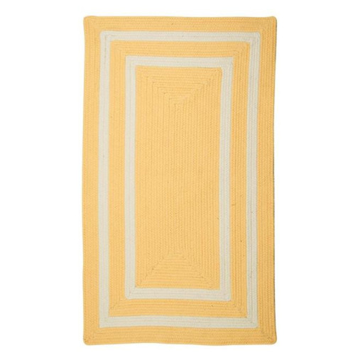 1.1' x 1.4' Yellow and White Contemporary Area Throw Rug Sample