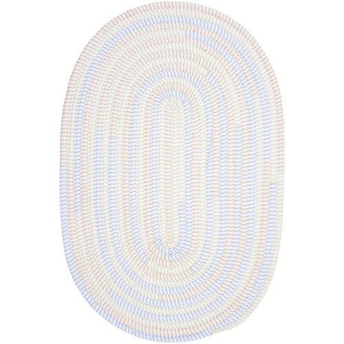 Blue and White Reversible Oval Area Throw Rug Sample