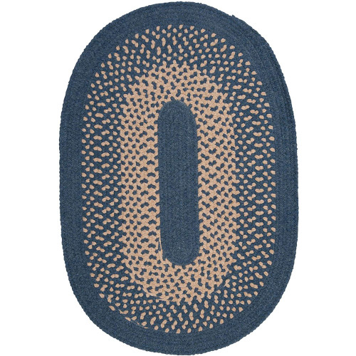 17" Aqua Blue and Beige Traditional Style Oval Area Throw Rug Sample