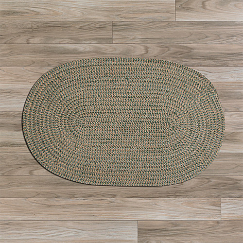 17" Gray and Beige Traditional Style Oval Area Throw Rug Sample