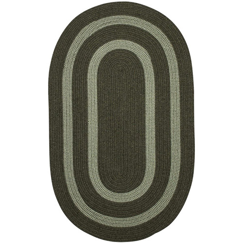 1.1' x 1.4' Moss Green Braided Reversible Area Throw Rug Sample