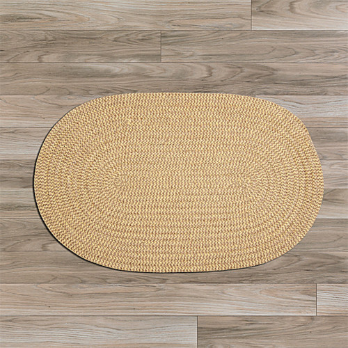 17" Pale Yellow Traditional Style Oval Area Throw Rug Sample