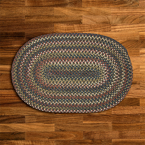 17" Gray and White Traditional Style Oval Area Throw Rug Sample