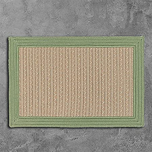 17" Moss Green and Beige Traditional Style Rectangular Area Throw Rug Sample