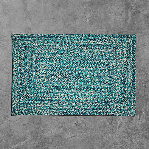 17" Blue and White Rectangular Braided Area Throw Rug Sample