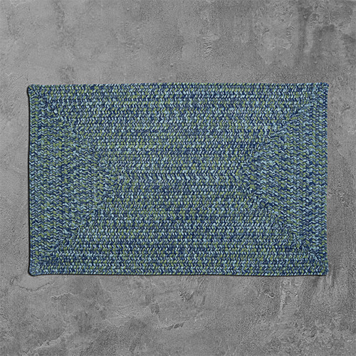 17" Sea Blue and White Traditional Style Rectangular Area Throw Rug Sample