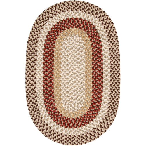 17" White and Brick Brown Traditional Style Oval Area Throw Rug Sample