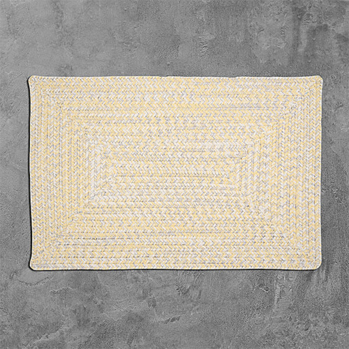 17" Yellow and Beige Traditional Style Area Throw Rug Sample