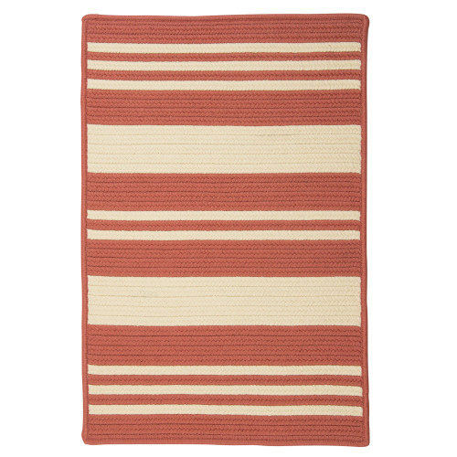 0.5' x 0.75' Terracotta Red All Purpose Striped Handcrafted Reversible Rectangular Area Throw Rug Corner Sample
