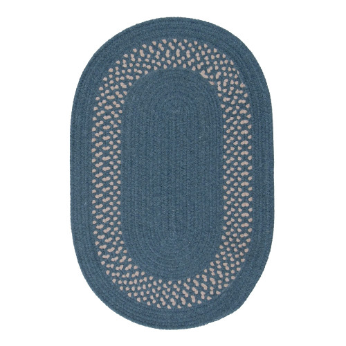 6" x 9" Blue and Beige All Purpose Handcrafted Reversible Oval Area Throw Rug Sample