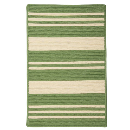 0.5' x 0.75' Green All Purpose Striped Handcrafted Reversible Rectangular Area Throw Rug Corner Sample
