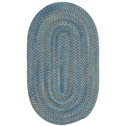 6'' x 9'' Navy Blue and Brown All Purpose Handcrafted Reversible Oval Area Throw Rug Sample