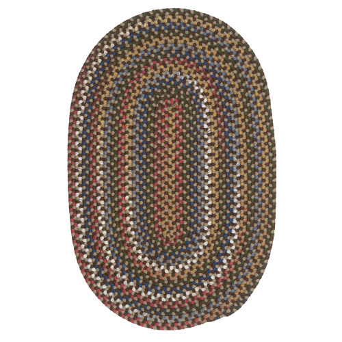 6" x 9" Brown and Yellow All Purpose Handcrafted Reversible Oval Area Throw Rug Sample