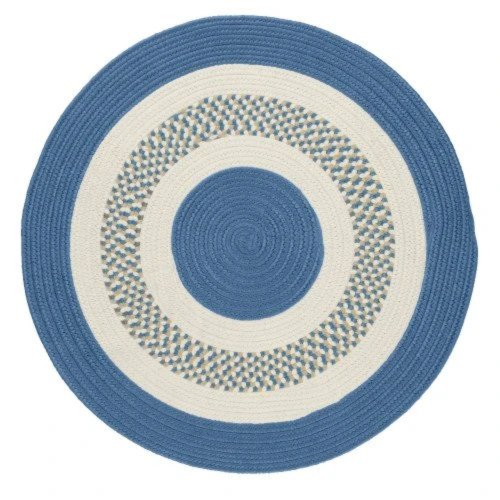 5' Blue and White Traditional Style Round Area Throw Rug Sample