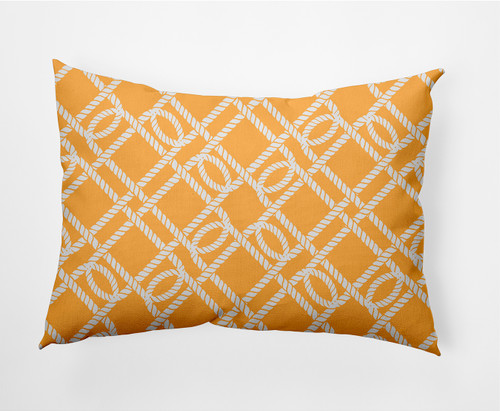 14" x 20" Yellow and White Know the Ropes Rectangular Outdoor Throw Pillow