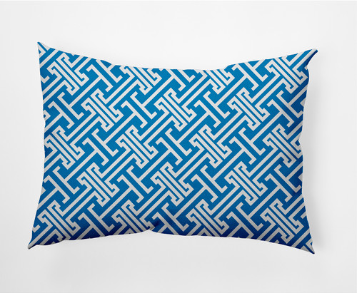 14" x 20" Blue and White Leeward Key Rectangular Outdoor Throw Pillow