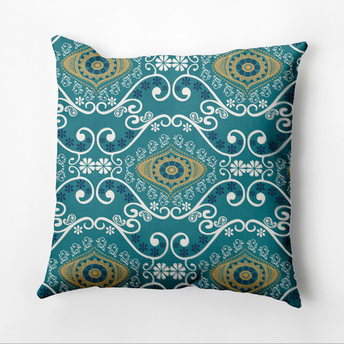 18" x 18" Blue and Gold Illuminate Square Outdoor Throw Pillow