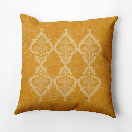 20" x 20" Yellow Fancy Leaves Outdoor Throw Pillow