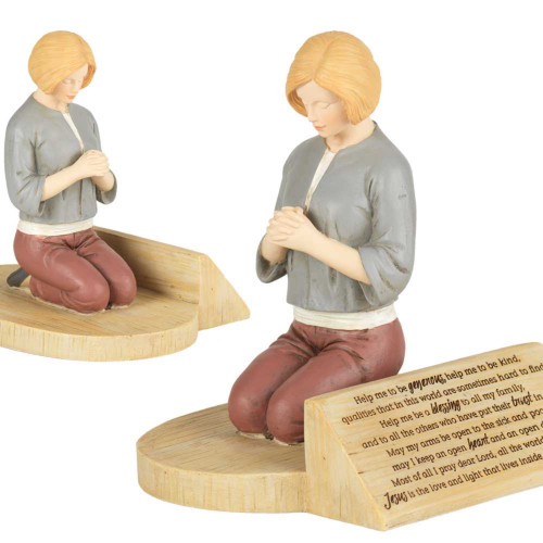 7" Kneeling Woman Prayer Resin Figurine - Seeking God's Guidance