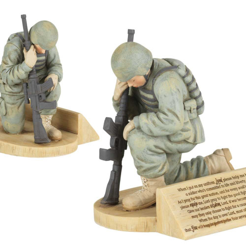 5.5" Kneeling Soldier Prayer Resin Figurine - Honoring Service and Sacrifice