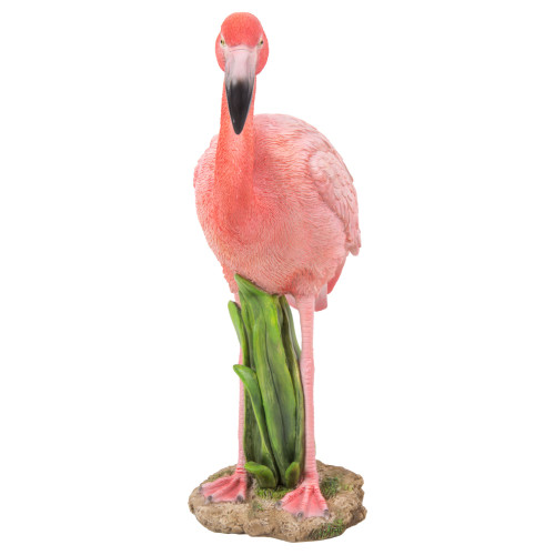 11" Pink and Black Standing Flamingo Outdoor Garden Figurine