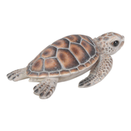 6.5" Brown and Beige Baby Sea Turtle Figurine