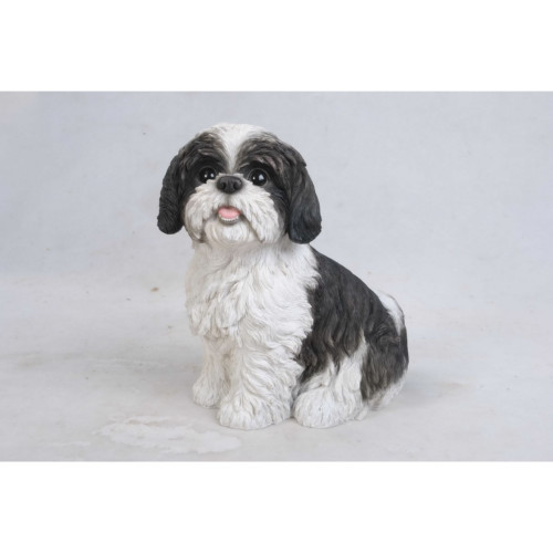11" Black and White Shih Tzu Dog Figurine Statue - Perfect for Animal Lovers