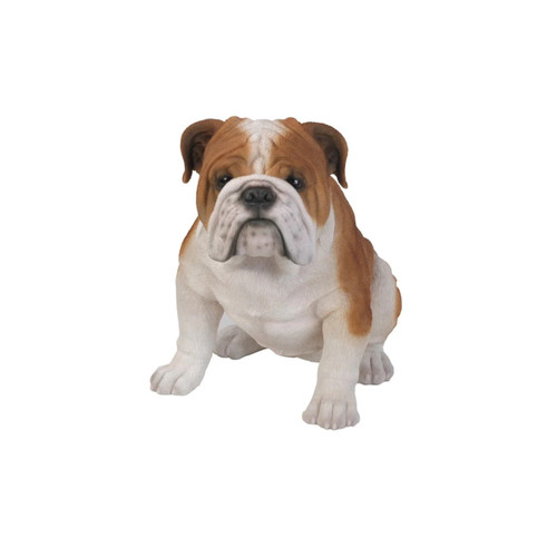 18.5" Brown and White Sitting Bull Dog Outdoor Figurine Statue - A Lively Addition for Pet Lovers
